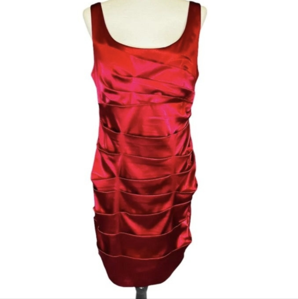 Bisou Bisou Red Ruched Dress Sz 12